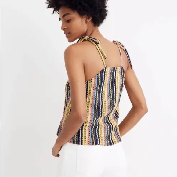 MADEWELL Texture & Thread Tie-Shoulder Tank Top in Rainbow Crochet - Picture 2 of 6
